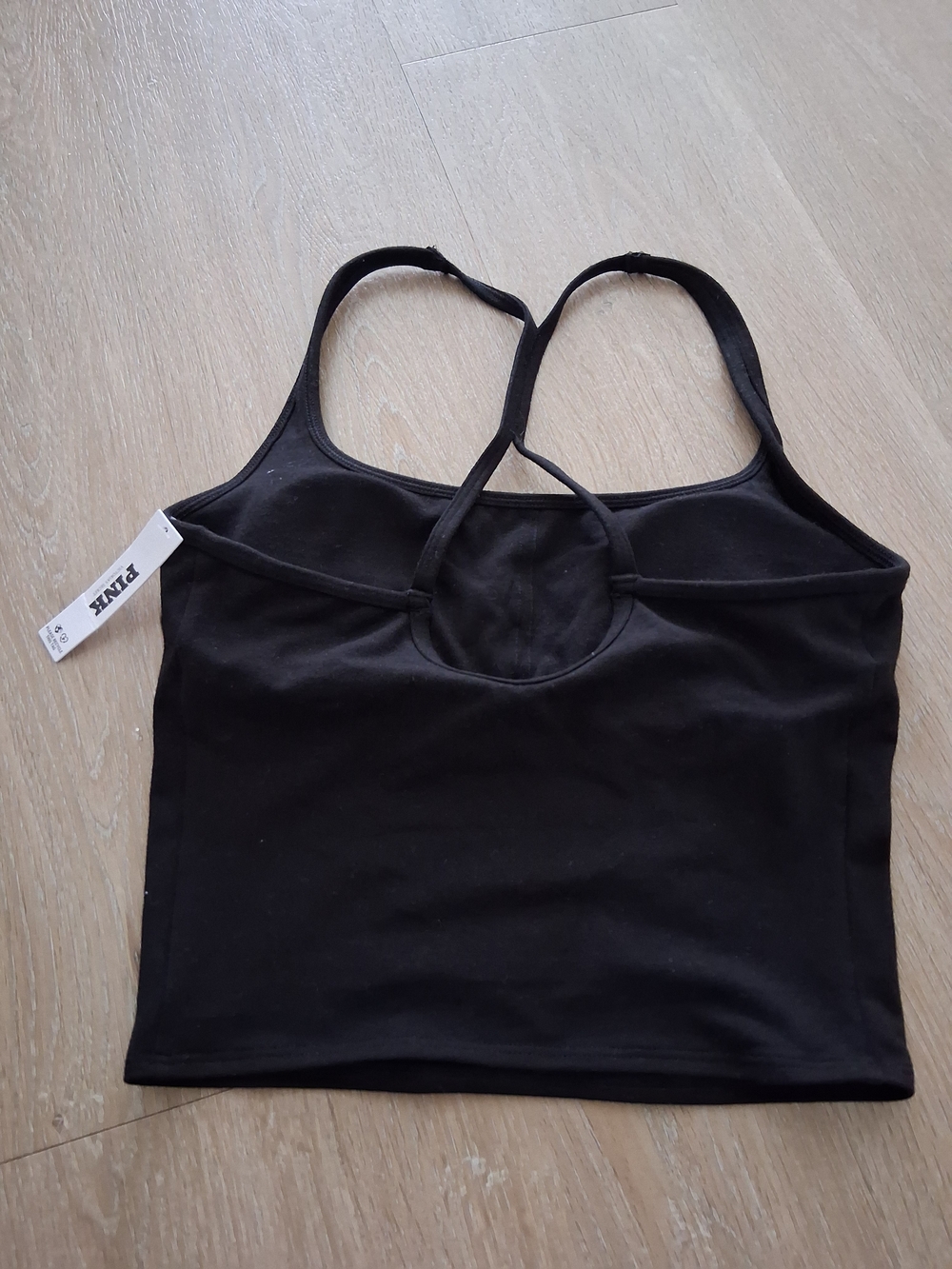 PINK Victoria's Secret Black Rhinestone Logo Cropped Tank - Picture 4 of 7